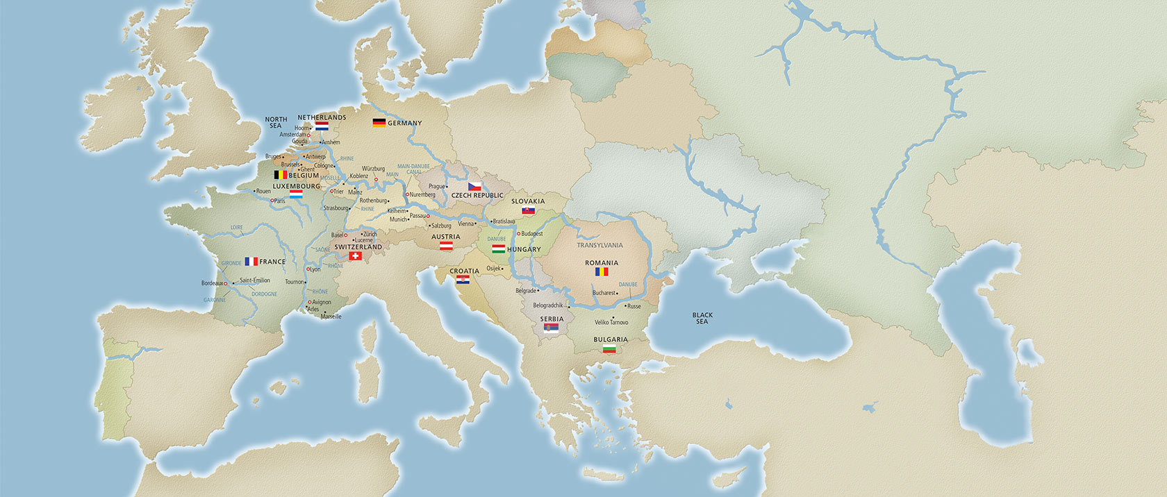 Map of where Viking sails in Europe