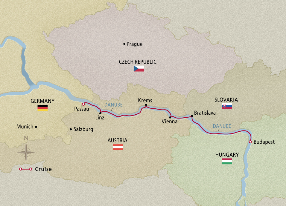 Map of Danube Waltz itinerary