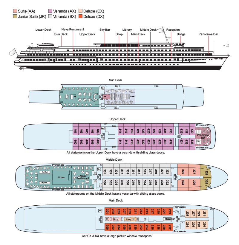 Interactive deck plan for Viking Rurik and Viking Sineus
