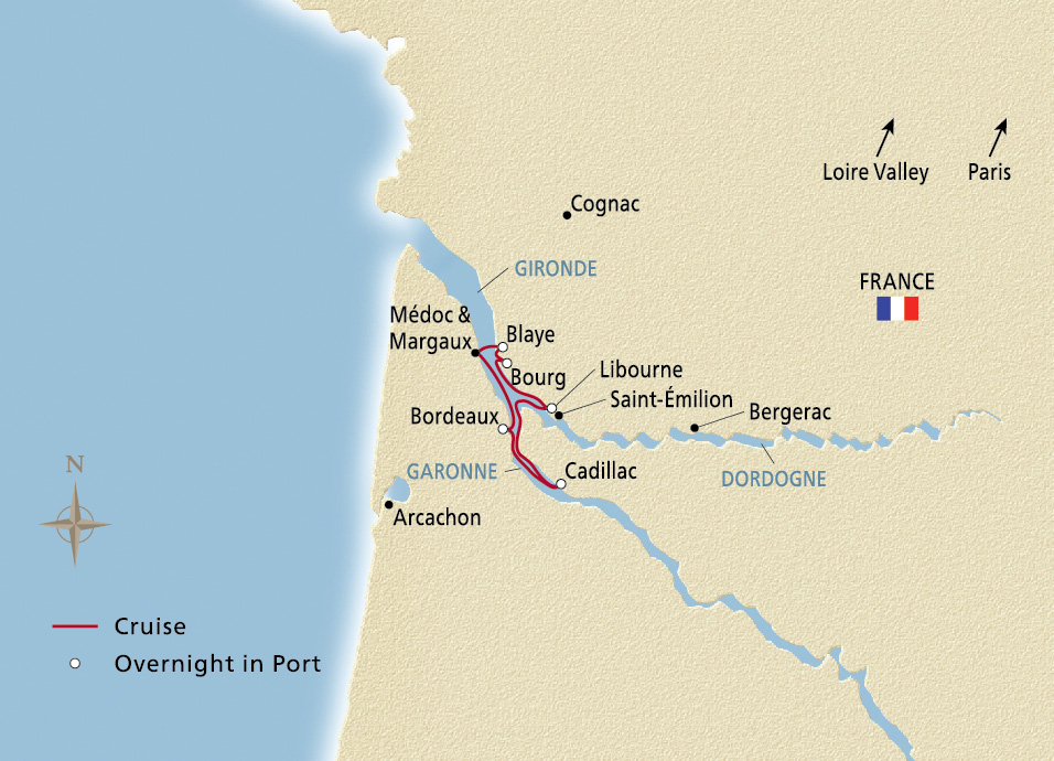 Map of Châteaux, Rivers & Wine itinerary
