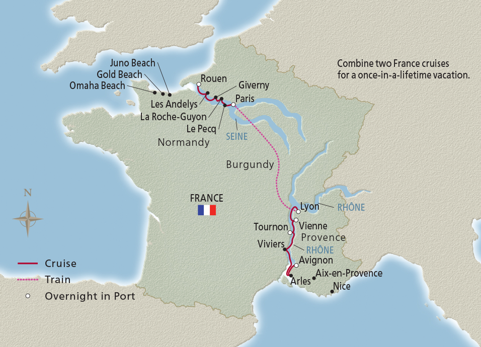 Map of France’s Finest itinerary