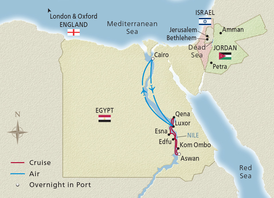 Map of the Pharaohs & Pyramids itinerary
