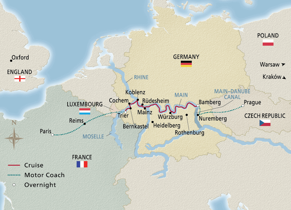 Map of Cities of Light itinerary