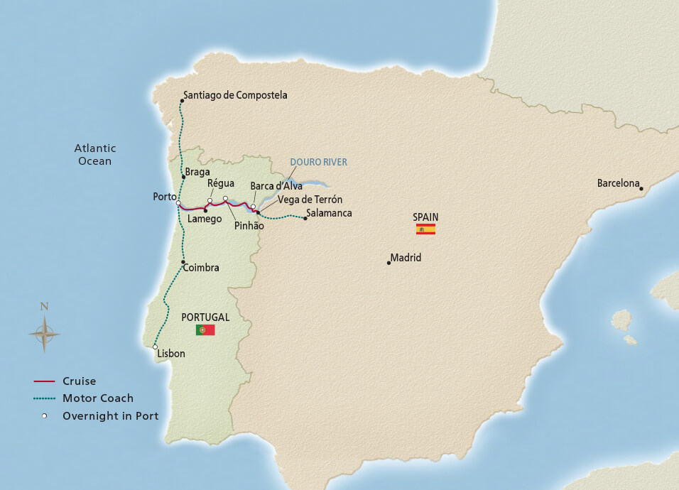 Map of Portugal’s River of Gold itinerary