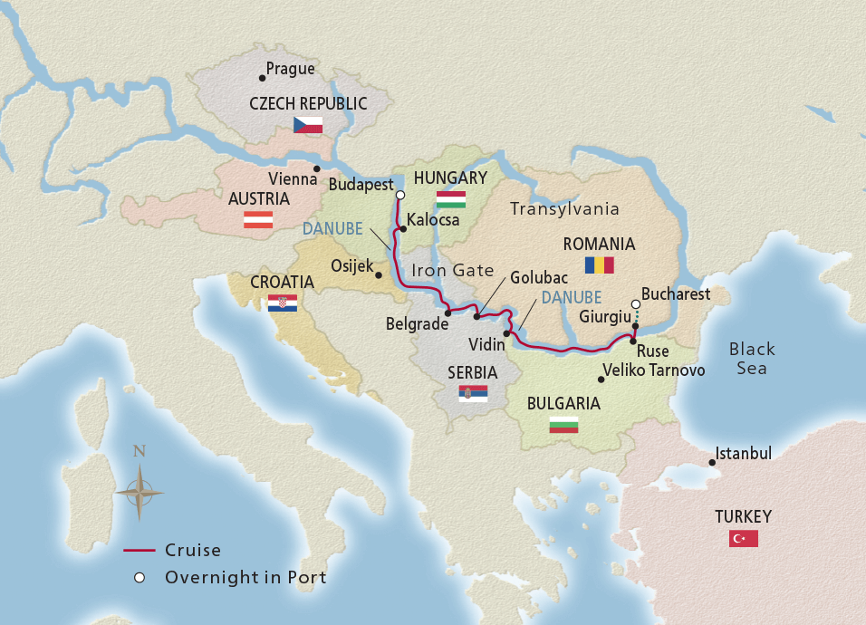Map of the Passage to Eastern Europe itinerary